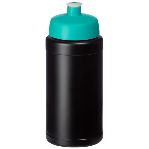 Gourde de sport recyclée personnalisée 500 ml BASELINE Noir et Bleu aqua